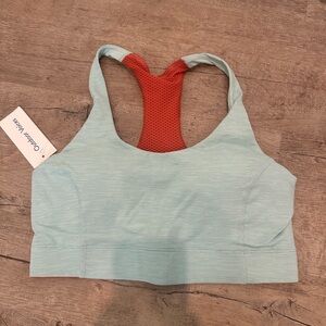 Outdoor Voices Women's Light Blue and Red Sports Bra